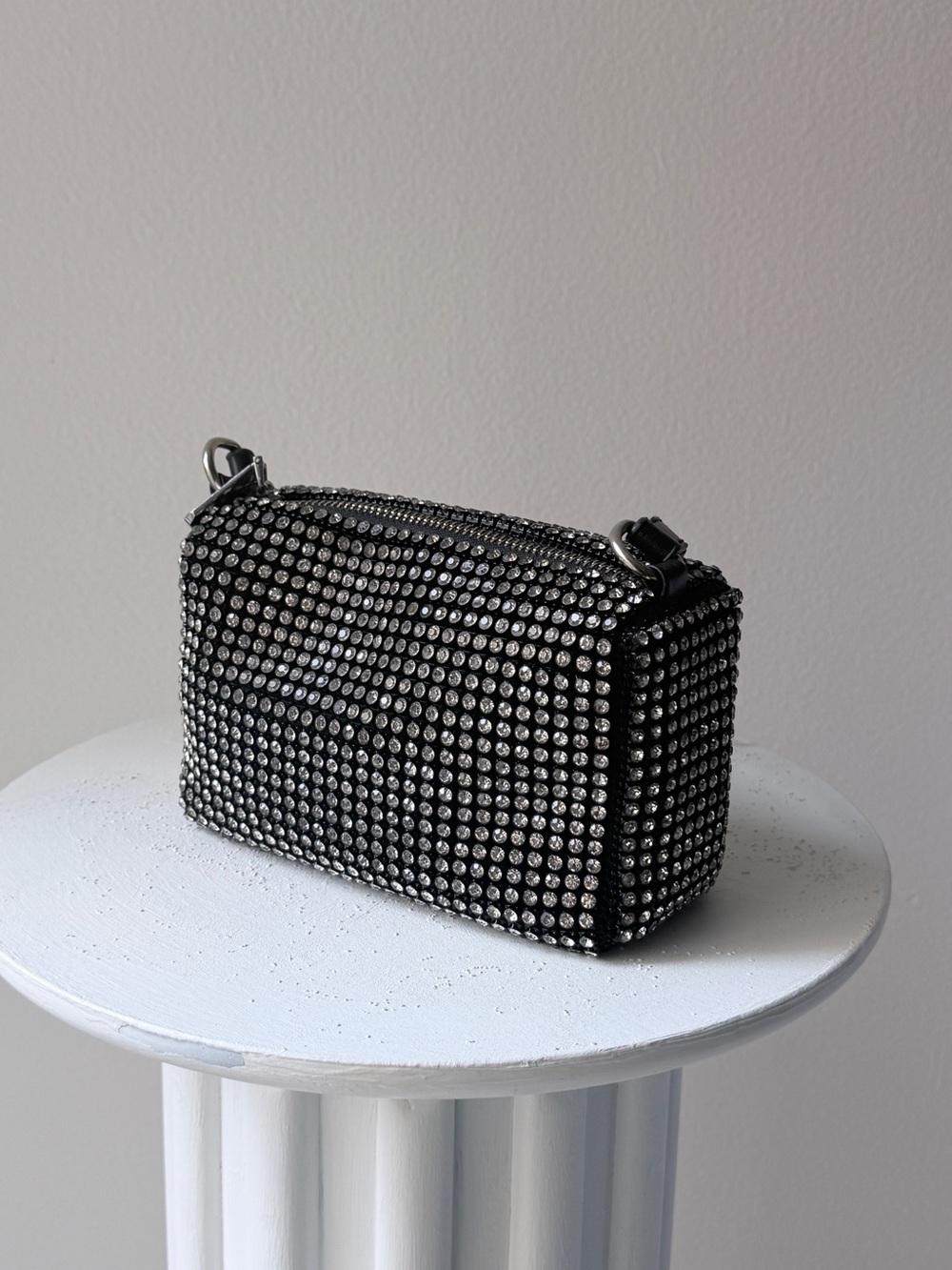 Vintage Black Rhinestone Embellished Crossbody Bag - Picture 1 of 13